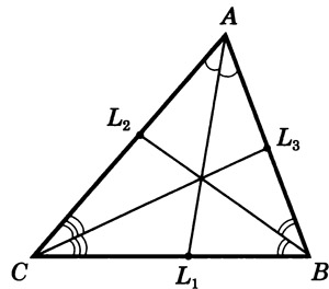 треугольник по основаниям трех его биссектрис
